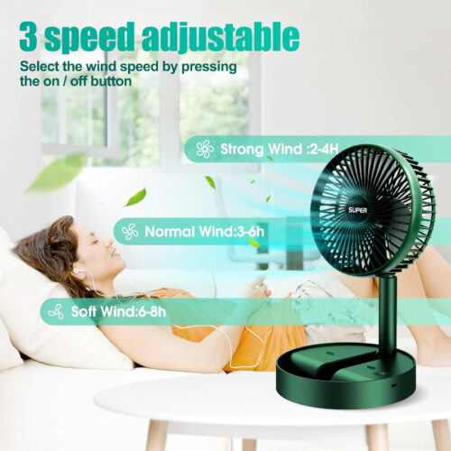 Compact Mini Foldable Multifunctional USB Rechargeable Fan with 3-Speed Wind, 180° Adjustable Angle and Ultra-Quiet Operation - Image 5