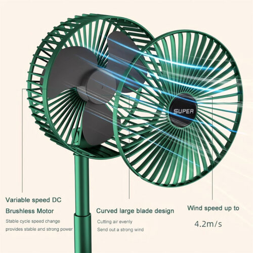Compact Mini Foldable Multifunctional USB Rechargeable Fan with 3-Speed Wind, 180° Adjustable Angle and Ultra-Quiet Operation - Image 6