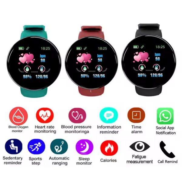 D18 Heart Rate Blood Pressure Smartwatch Color Screen Fitness Tracker Smart Watch IP65 Waterproof - Image 2