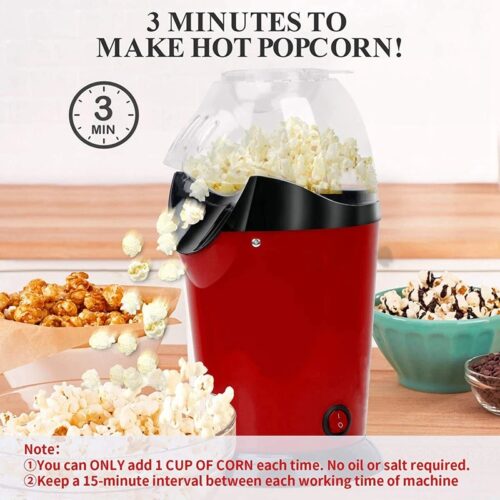 Popcorn Maker Hot Air Popcorn Popper 1200W With Measuring Cup Oil Free Home Party Corn Machine - Image 2