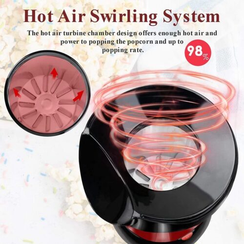 Popcorn Maker Hot Air Popcorn Popper 1200W With Measuring Cup Oil Free Home Party Corn Machine - Image 8