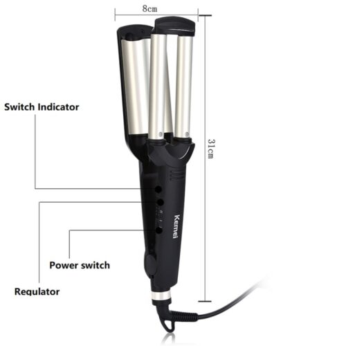 KEMEI Professional Hair Curler With 3 Barrels Big Wave Curling Iron Ceramic Hair Styling Tool - Image 4