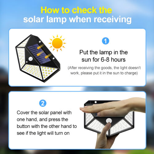 100 LEDs Rechargeable Motion Sensor Solar Interaction Waterproof Wall Lamp - Image 3