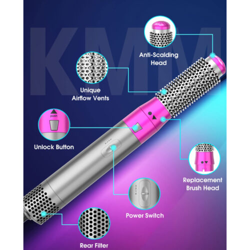 5 In 1 Detachable Hair Dryer Electric Blow Dryer Comb Negative Ion Straightener & Hair Curler - Image 3