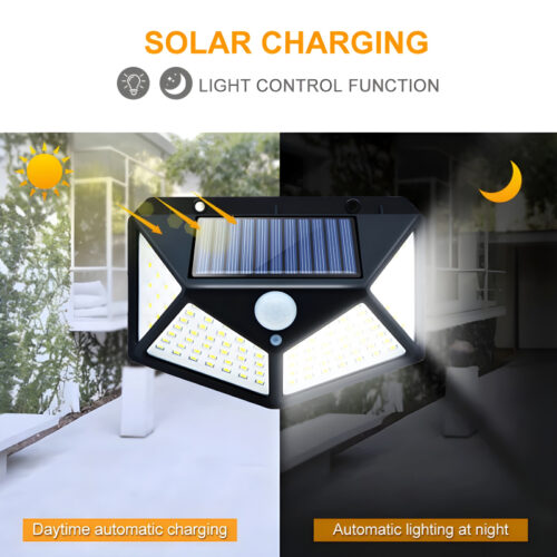 100 LEDs Rechargeable Motion Sensor Solar Interaction Waterproof Wall Lamp - Image 8