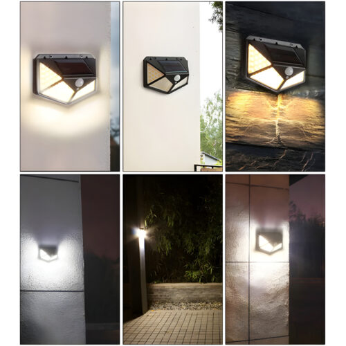 100 LEDs Rechargeable Motion Sensor Solar Interaction Waterproof Wall Lamp - Image 9