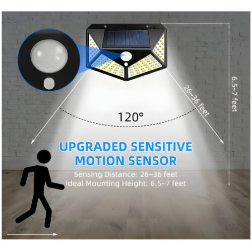 100 LEDs Rechargeable Motion Sensor Solar Interaction Waterproof Wall Lamp - Image 10