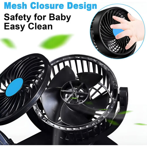 F30 Dual-Headed 360° Rotating Car Fan with Low Noise & Adjustable Airflow - Image 5