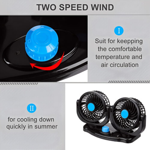 F30 Dual-Headed 360° Rotating Car Fan with Low Noise & Adjustable Airflow - Image 10