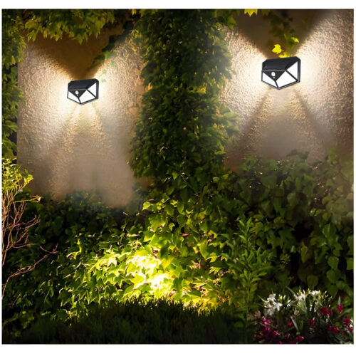 100 LEDs Rechargeable Motion Sensor Solar Interaction Waterproof Wall Lamp - Image 14