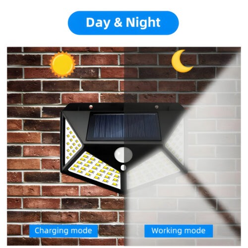 100 LEDs Rechargeable Motion Sensor Solar Interaction Waterproof Wall Lamp - Image 16